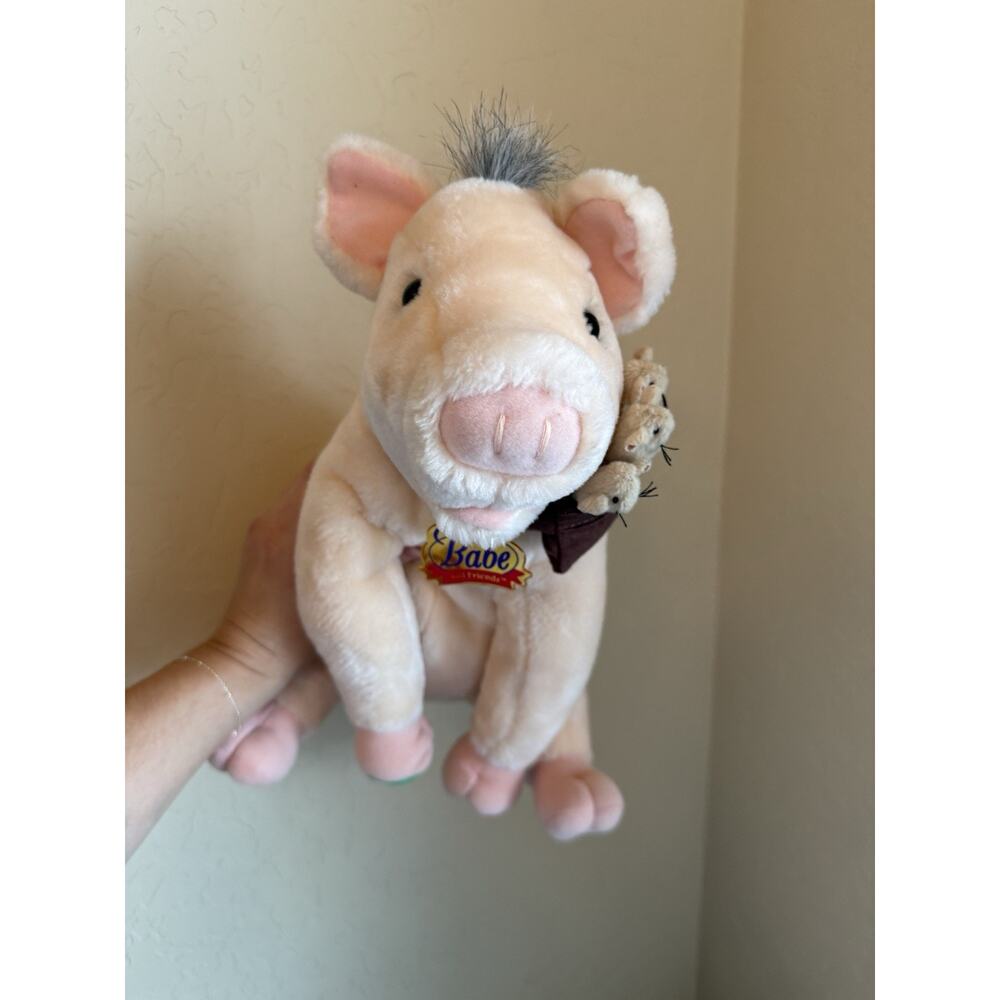 Babe & Friends Plush Pig in the City w/Mice In Pouch Stuffed Animal Toy Talking